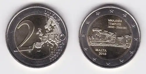 2 Euro Gedenkmünze Malta 2018 Mnajdra Temples Stgl. (121366)