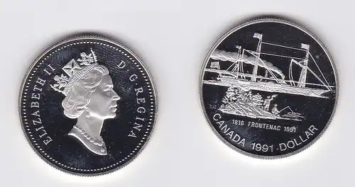1 Dollar Silber Kanada 175 Jahre Dampfschiffahrt auf dem Ontariosee 1991(118557)