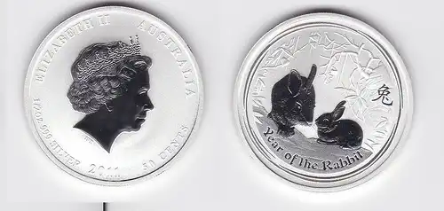 50 Cents Silbermünze Austarlien Jahr des Hasen 2011 PP (118561)