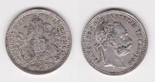 10 Kreuzer Silber Münze Österreich 1872 ss+ (111031)