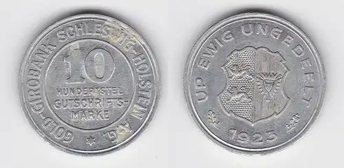 10/100 Gutschriftsmarke Gold Girobank Schleswig Holstein 1923 (134232)