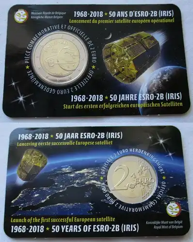 Belgien Coin Card 2 Euro 2018 "50 Jahre Satellit ESRO 2B" (108285)