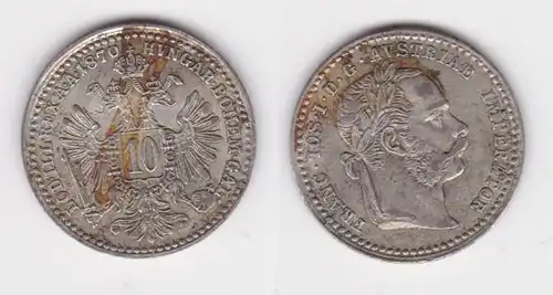 10 Kreuzer Silber Münze Österreich 1870 ss+ (115440)