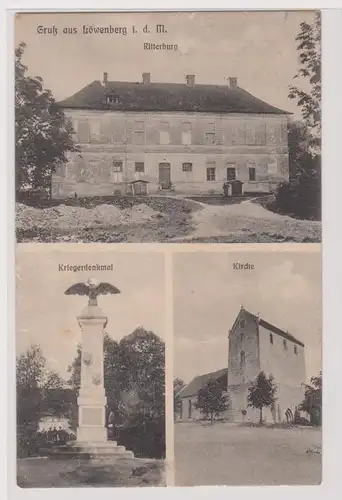 900189 Mehrbild Ak Gruß aus Löwenberg i.d.M. Ritterburg, Kriegerdenkmal usw.