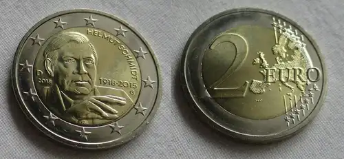 2 Euro Bi-Metall Münze Deutschland 2018 Helmut Schmidt 1918-2015 G (159356)