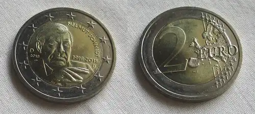 2 Euro Bi-Metall Münze Deutschland 2018 Helmut Schmidt 1918-2015 D (159326)