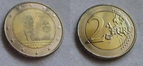 2 Euro Bi-Metall Münze Luxemburg 2015 15. Jahrestag der Thronbesteigung (159529)