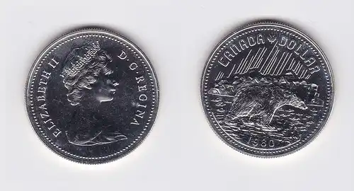 1 Dollar Silbermünze Kanada Eisbär auf einer Eisscholle 1980 (118066)