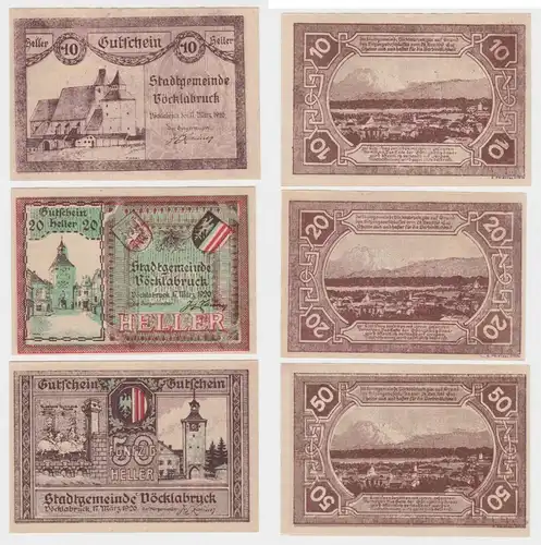 10, 20 und 50 Heller Banknote Vöcklabruck 17.03.1920 (154593)