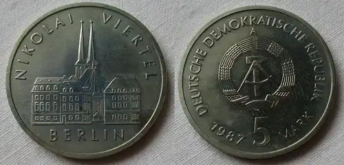DDR Gedenk Münze 5 Mark Berlin Nikolai Viertel 1987 (122912)