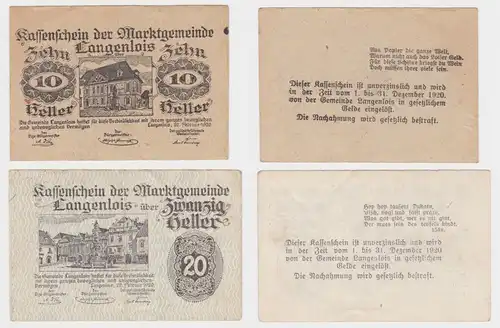 10 und 20 Heller Banknoten Langenlois (133430)
