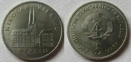 DDR Gedenk Münze 5 Mark Berlin Nikolai Viertel 1987 (129930)