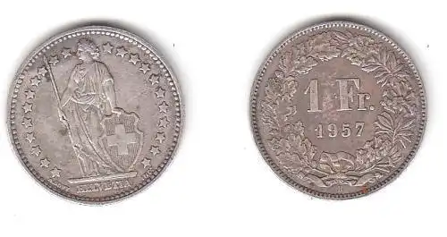 1 Franken Silber Münze Schweiz 1957 B (112954)