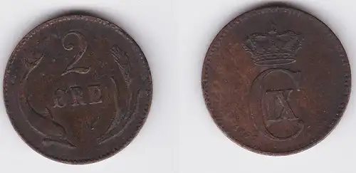 2 Öre Kupfer Münze Dänemark 1874 (125542)