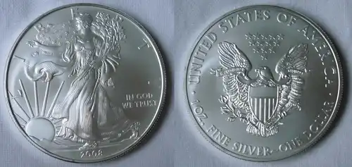 1 Dollar Silber Münze Silver Eagle USA 2008 1 Unze Feinsilber (125541)
