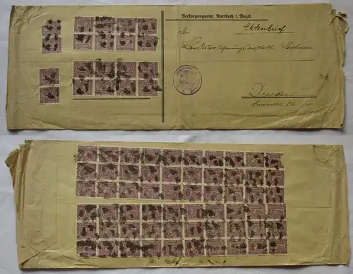 123648 großer Inflations Brief Versorgungsamt Auerbach nach Dresden 1922