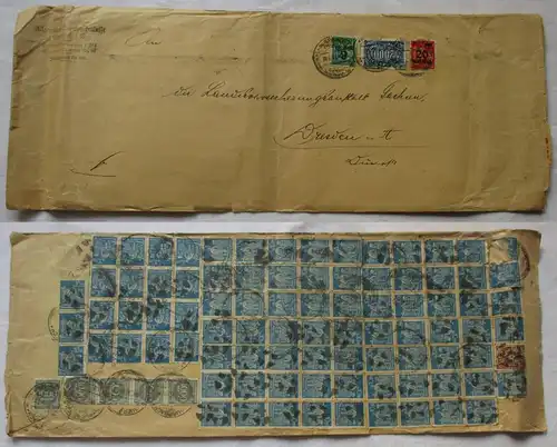 126027 großer Infla Brief AOK Auerbach nach Versicherung Dresden 30.8.1923