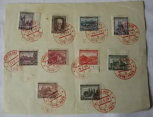 122859 Briefmarken Tschechoslowakei 30 Heller bis 5 Kronen gestempelt 1918-1928