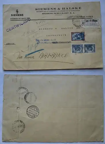 125629 Firmen Brief von Siemens Argentinien nach Berlin Siemensstadt 1937