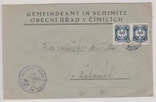 901132 Brief Böhmen Mähren Gemeindeamt in Schimitz nach Prag 1943