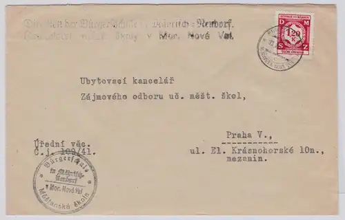 901133 Brief Böhmen Mähren Bürgerschule Mährisch Neudorf nach Prag 1941