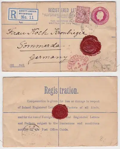 901266 Einschreiben Brief Ganzsache Ascott under Wychwood nach Sömmerda 1928