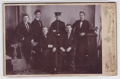 56001 Original Kabinett Foto Spremberg Gruppenbild mit Soldaten um 1910