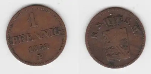 1 Pfennig Kupfer Münze Sachsen 1854 F f.ss (143220)