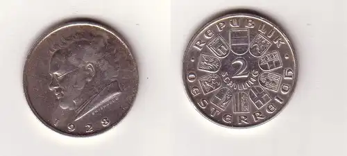 2 Schilling Silber Münze Österreich Schubert 1928 (115203)
