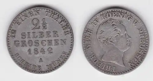 2 1/2 Silber Groschen Münze Preussen 1842 A ss (111100)