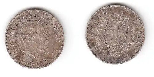 1 Lire Silber Münze Italien 1863 M (116316)