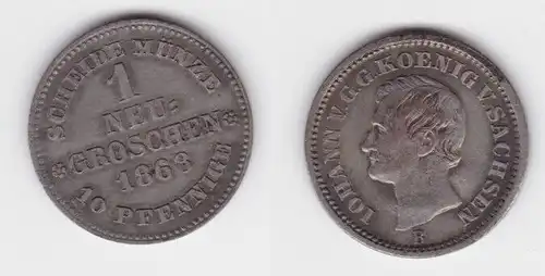 1 Neu Groschen Silber Münze Sachsen 1868 B ss (143024)