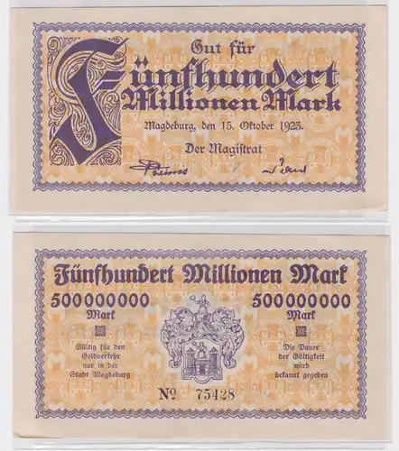 500 Millionen Mark Banknote Stadt Magdeburg 15.10.1923 (122441)