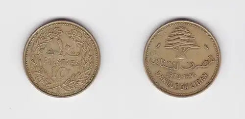 10 Piaster Messing Münze Libanon 1970 (133589)