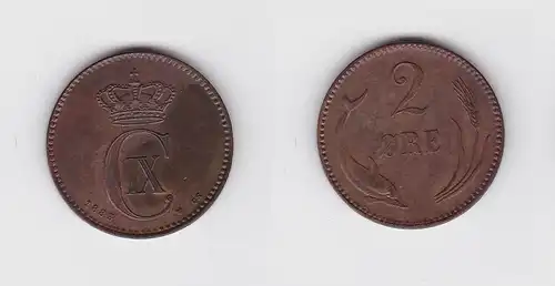 2 Öre Kupfer Münze Dänemark 1883 Delphin (133419)