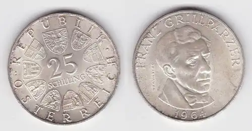 25 Schilling Silber Münze Österreich 1964 Franz Grillparzer (143185)