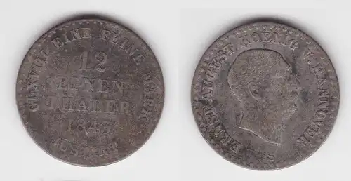 1/12 Taler Silber Münze Hannover 1843 B s/ss (142902)