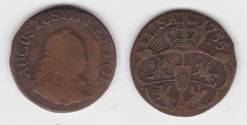 1 Groschen Kupfer Münze Sachsen (Polen) 1755 (142894)