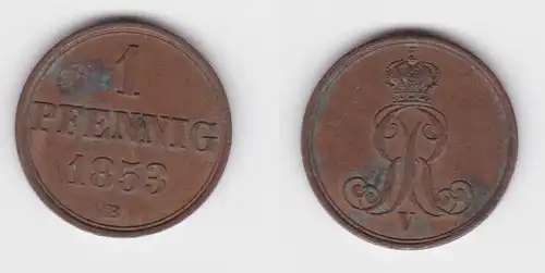 1 Pfennig Kupfer Münze Hannover 1853 B (142864)
