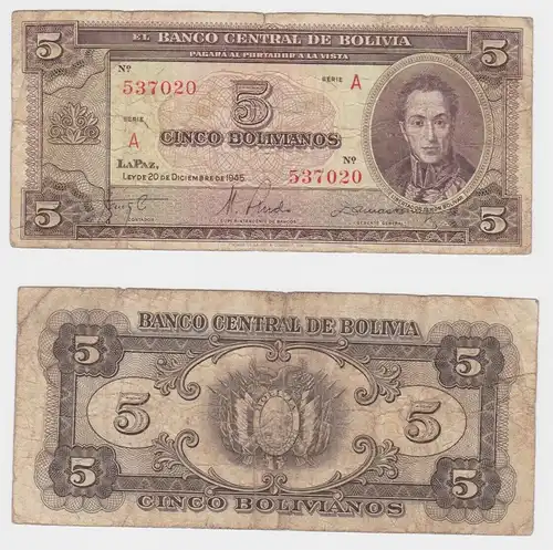 5 Bolivianos Banknote Bolivien Bolivia 1945 P138 (153243)