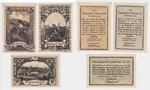 10, 20 und 50 Heller Banknote Pettenbach 1920 (154552)