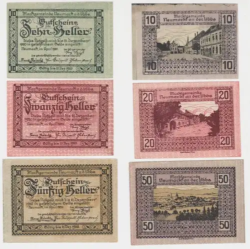 10, 20 und 50 Heller Banknote Neumarkt a.d. Ybbs April 1920 (144636)