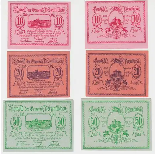 10, 20 und 50 Heller Banknote Petzenkrichen 1920 (154496)