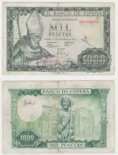 1000 Pesetas Banknote Spanien 19.11.1965 Pick 151 (153307)
