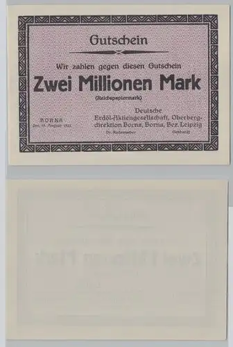 2 Millionen Mark Banknote Deutsche Erdöl AG Oberbergdirektion Borna 1923(141724)