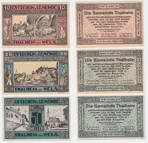 10, 20 und 50 Heller Banknote Thalheim bei Wels (143875)