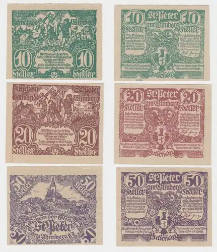 10, 20 und 50 Heller Banknoten St. Peter am Wimberg (149355)