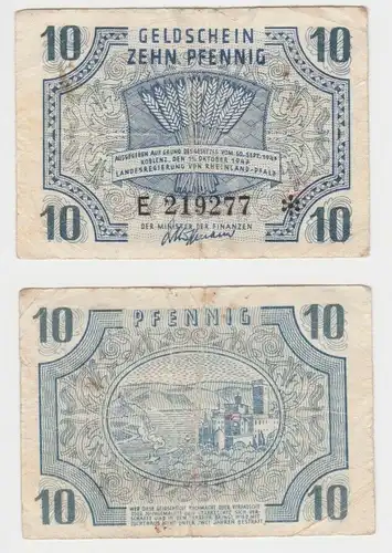 10 Pfennig Banknote Rheinland Pfalz Landesregierung 15.10.1947 (150255)