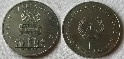 DDR Gedenk Münze 5 Mark 750 Jahre Berlin Alexanderplatz 1987 Stgl. (125573)