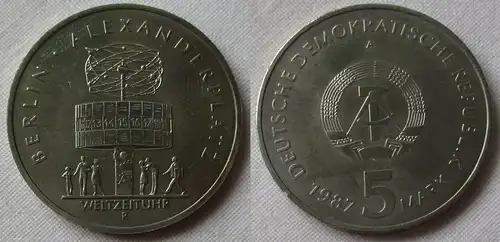 DDR Gedenk Münze 5 Mark 750 Jahre Berlin Alexanderplatz 1987 Stgl. (122016)